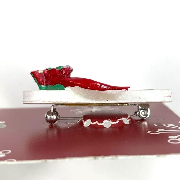 Holiday Cheer Flip Flop Thong Sandal Pin Green, White, Red 1.75" NWT - Picture 4 of 5